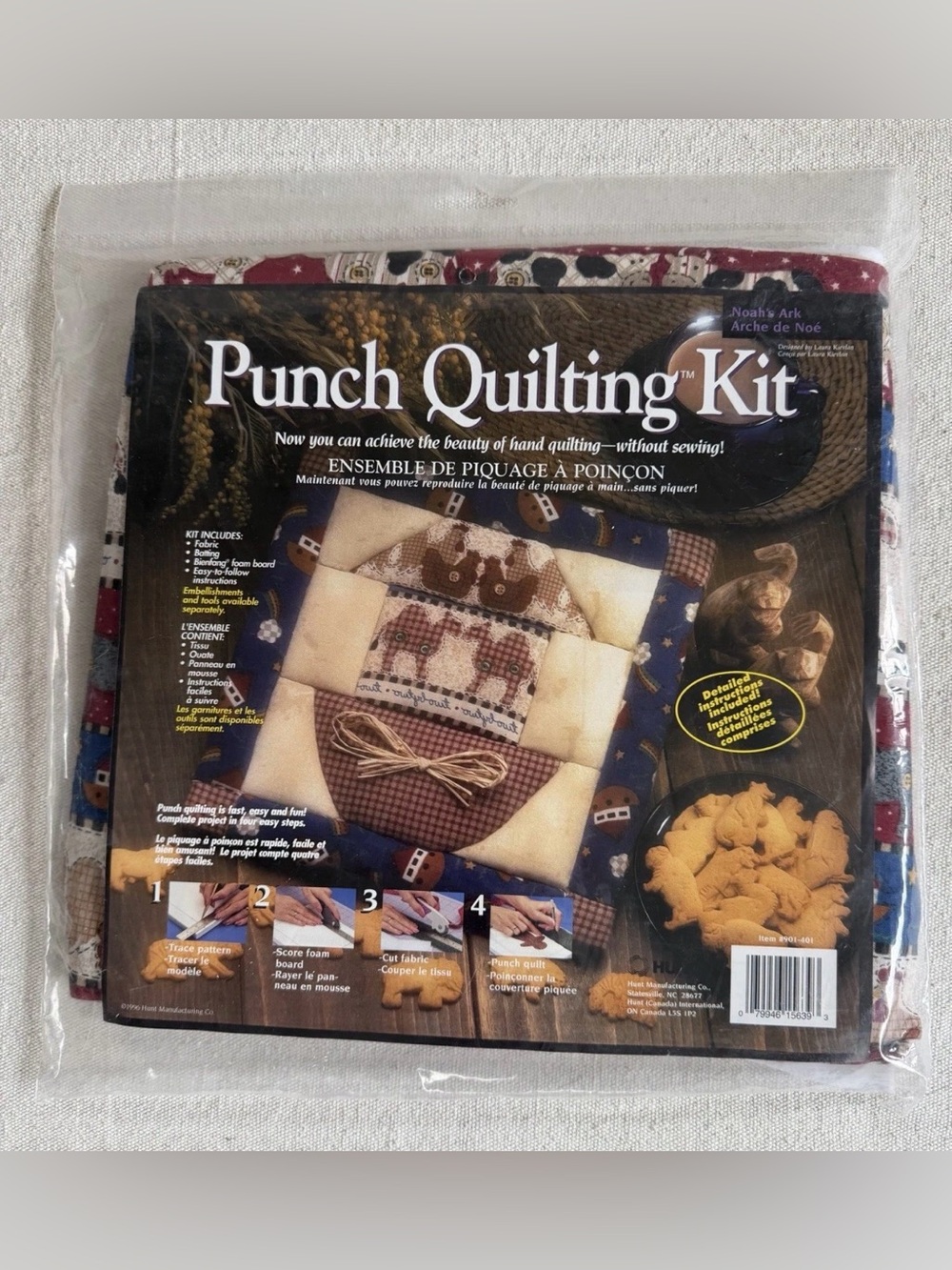 Vintage 1996 Noah’s Ark Punch Quilting Kit Hunt Mfg No Sew Wall Hanging New NOS - Picture 1 of 5